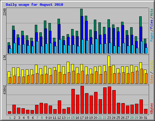 Daily usage for August 2010