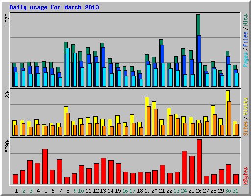 Daily usage for March 2013