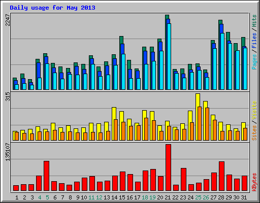 Daily usage for May 2013