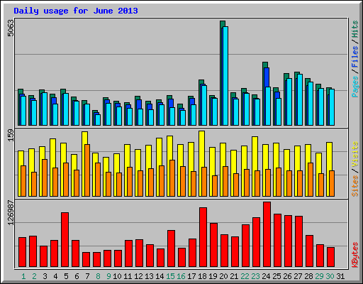 Daily usage for June 2013