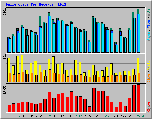 Daily usage for November 2013
