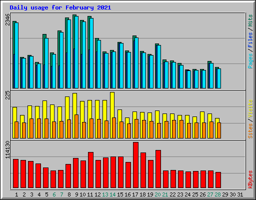 Daily usage for February 2021