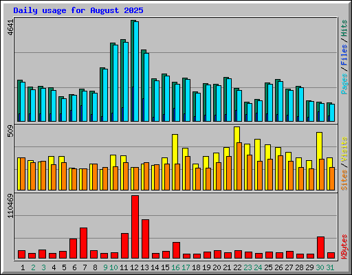 Daily usage for August 2025