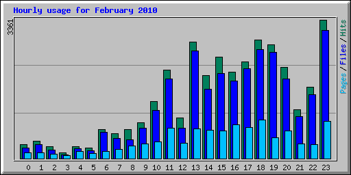 Hourly usage for February 2010