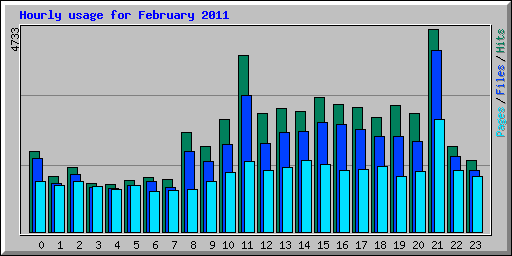 Hourly usage for February 2011