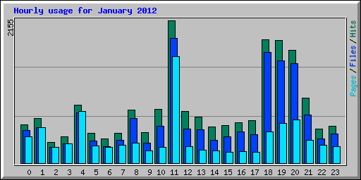 Hourly usage for January 2012