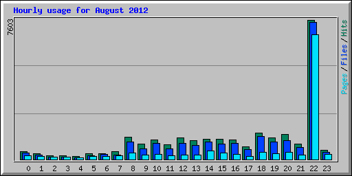 Hourly usage for August 2012