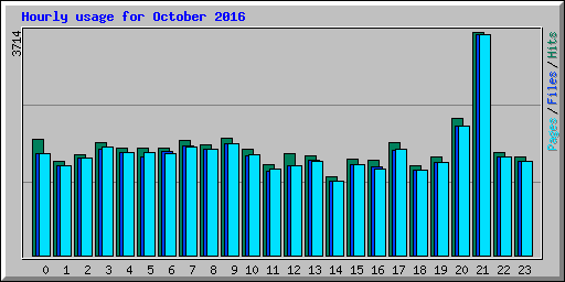 Hourly usage for October 2016